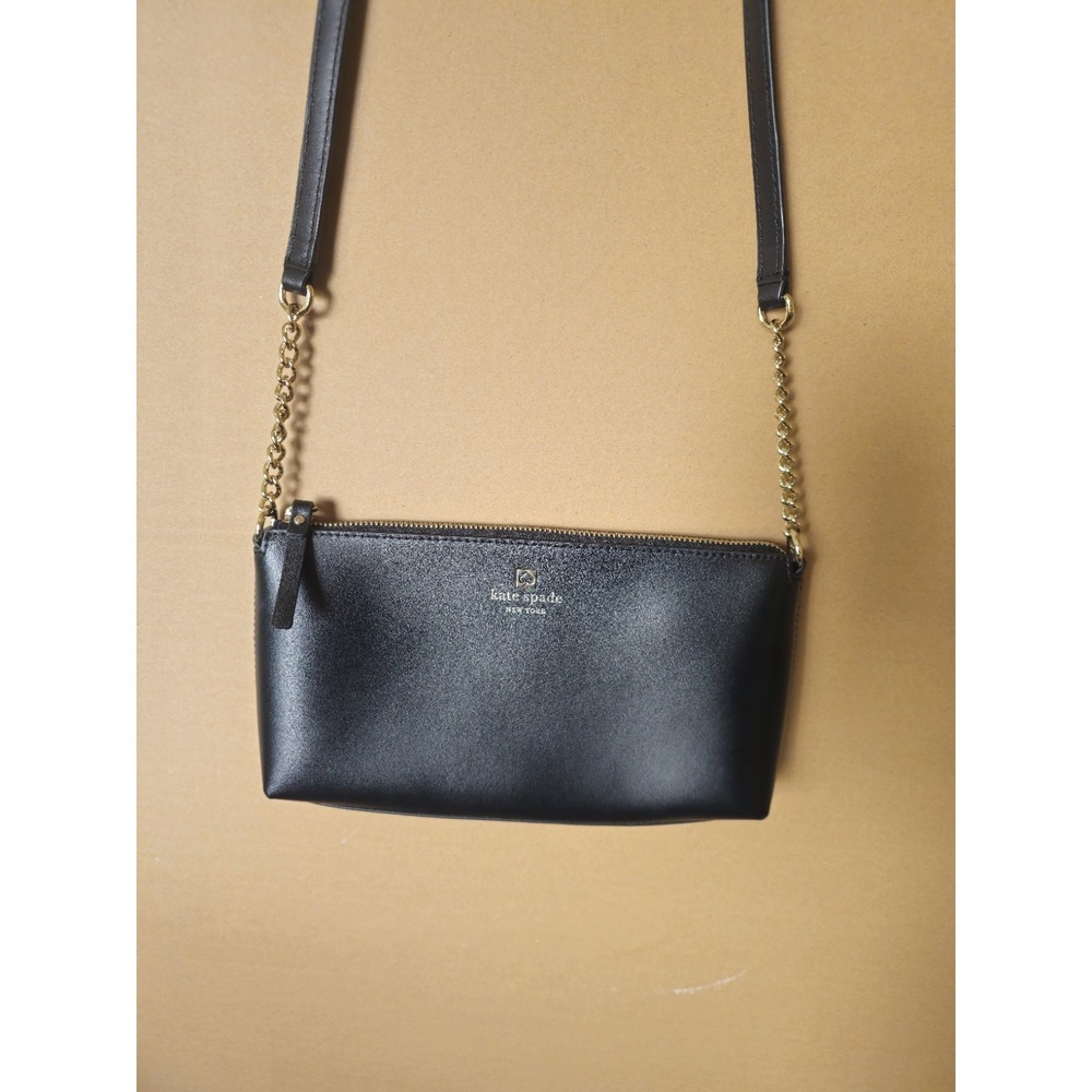 Kate Spade NY Sawyer St Small Black Crossbody Bag Gold Hardware Zip Chain Strap - Picture 2 of 13